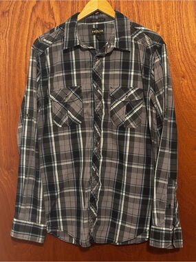 Helix Men's Blue & Gray Plaid Button-Up Shirt